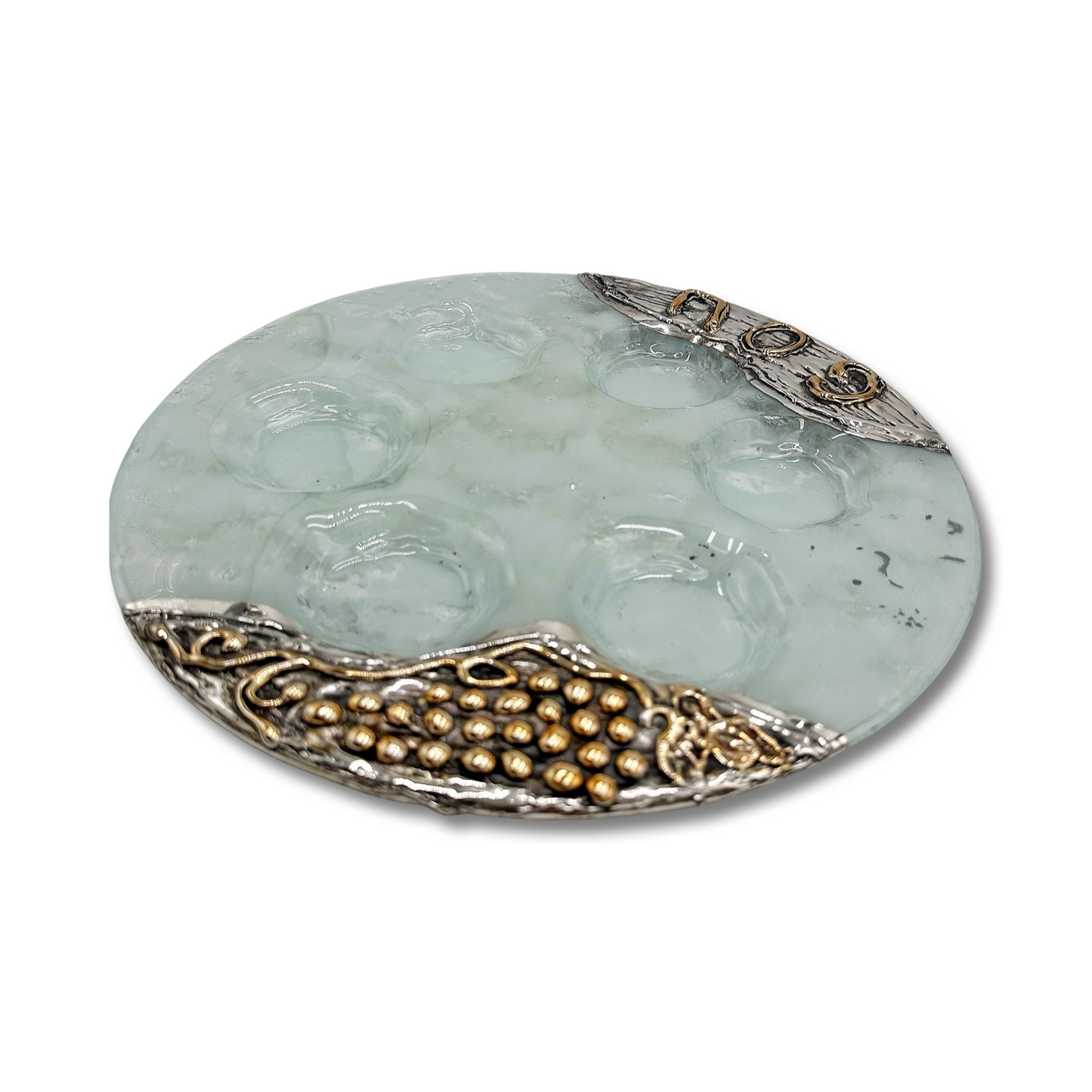 Sterling Silver & Glass Passover Plate