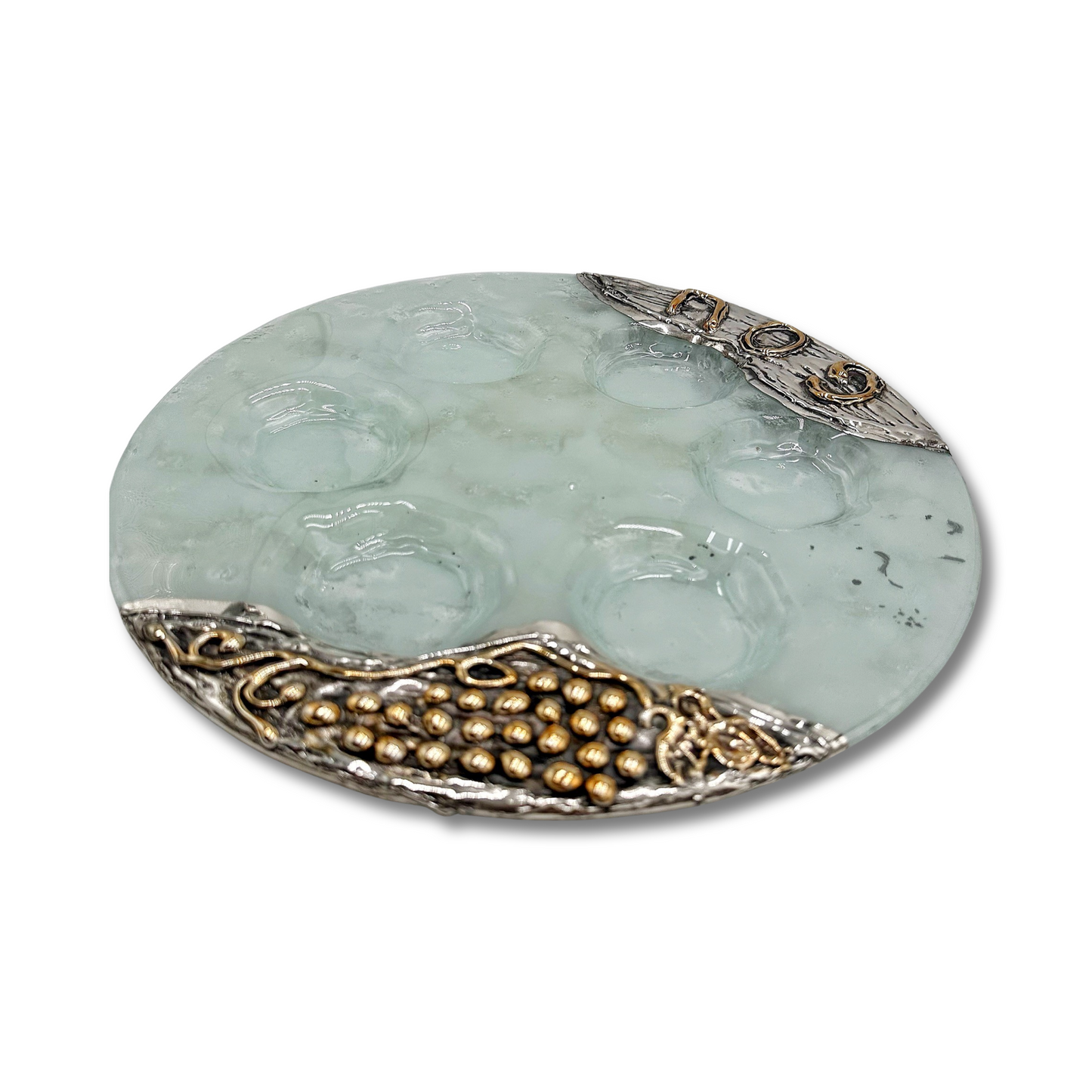 Sterling Silver & Glass Passover Plate