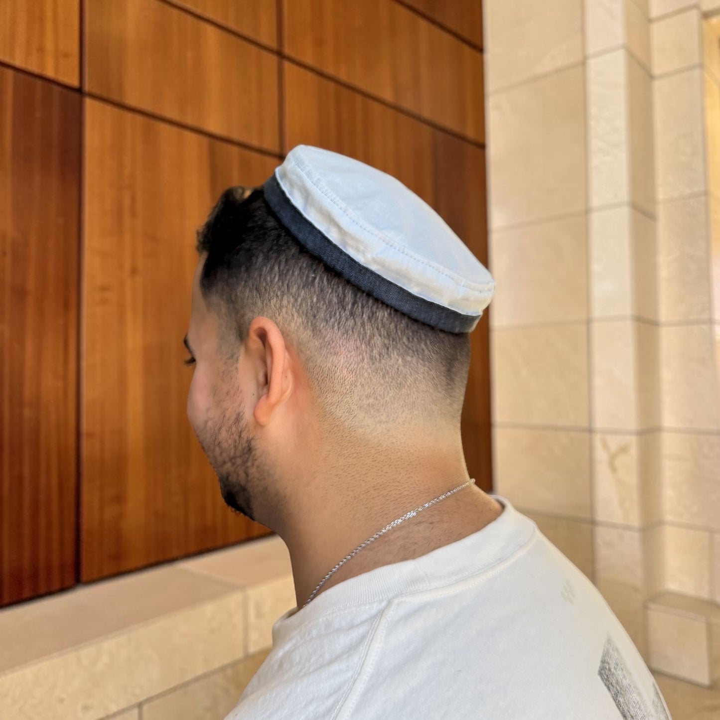 Charcoal Black & Off White, Two-in-One Jewish Kippah