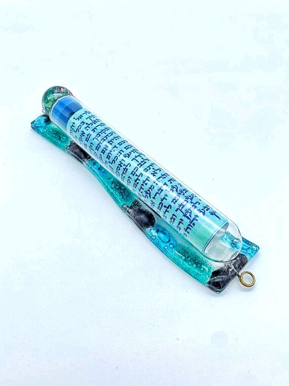 Handmade Wave Glass Mezuzah Case