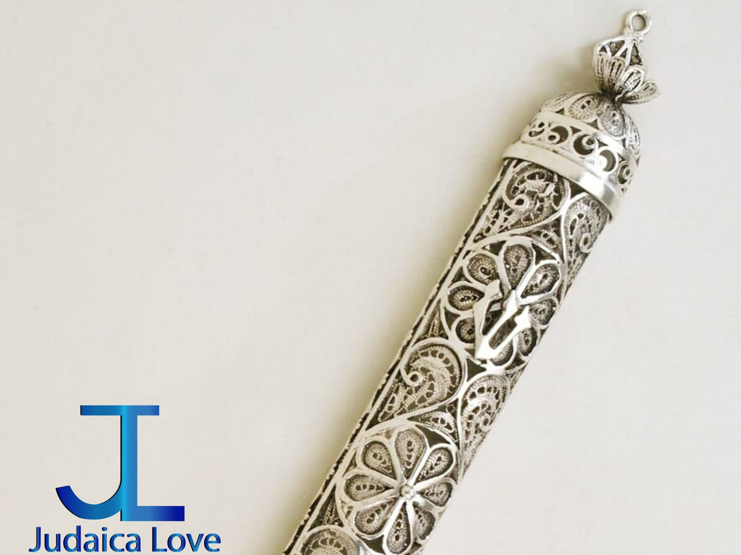 Handmade Sterling Silver Mezuzah Case: Yemenite Filigree Judaica Jewish Wedding Gift