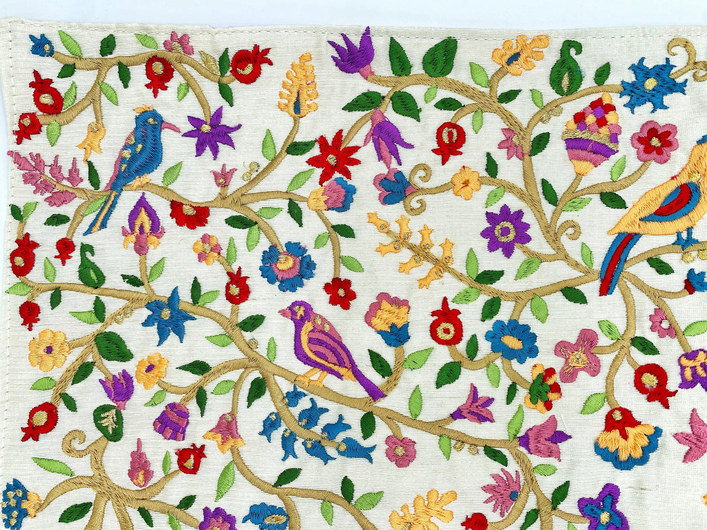 Embroidery challah cover birds and flowers