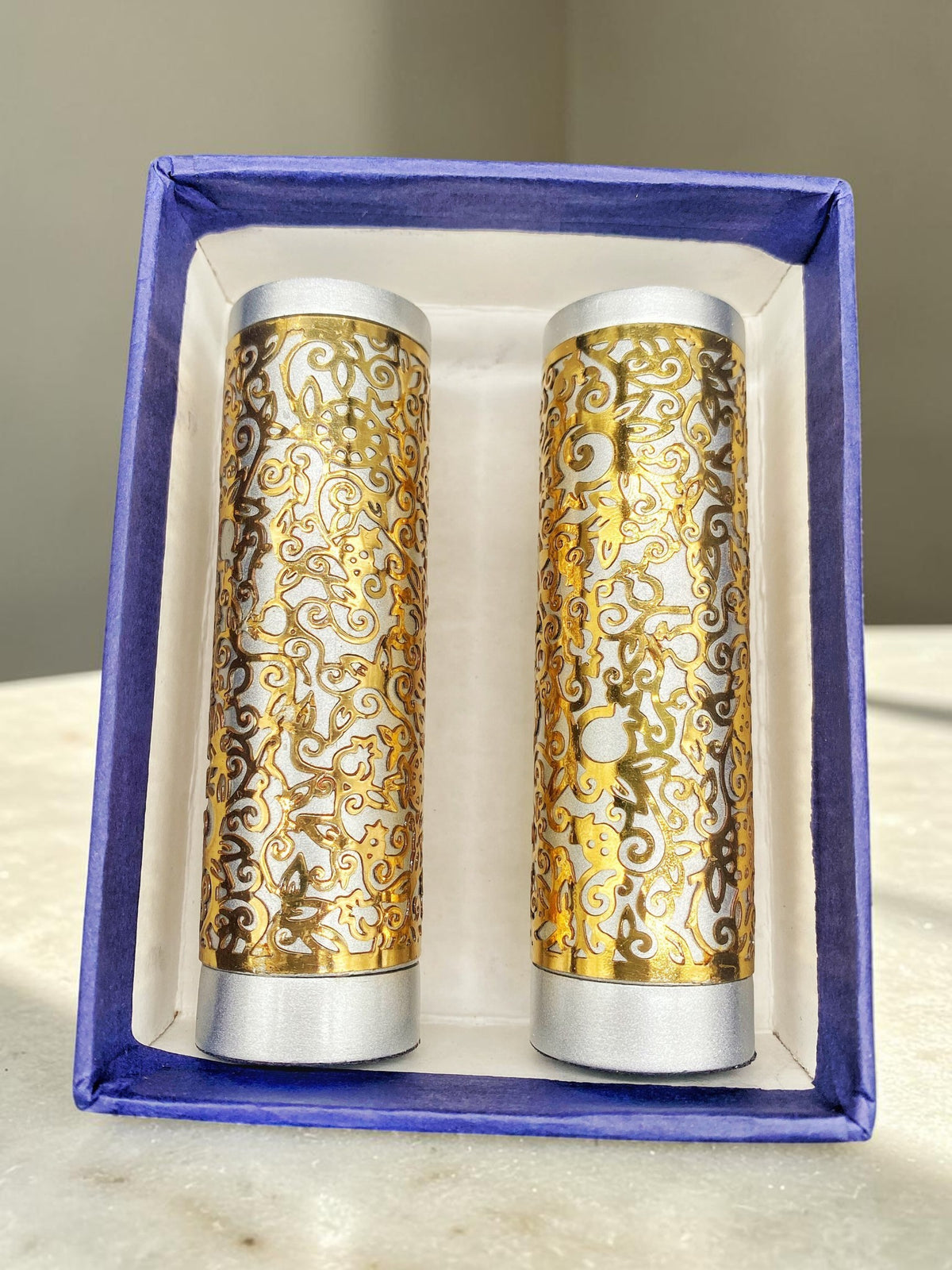 Bougeoirs de Shabbat ronds dorés | Pamot en acier inoxydable et laiton