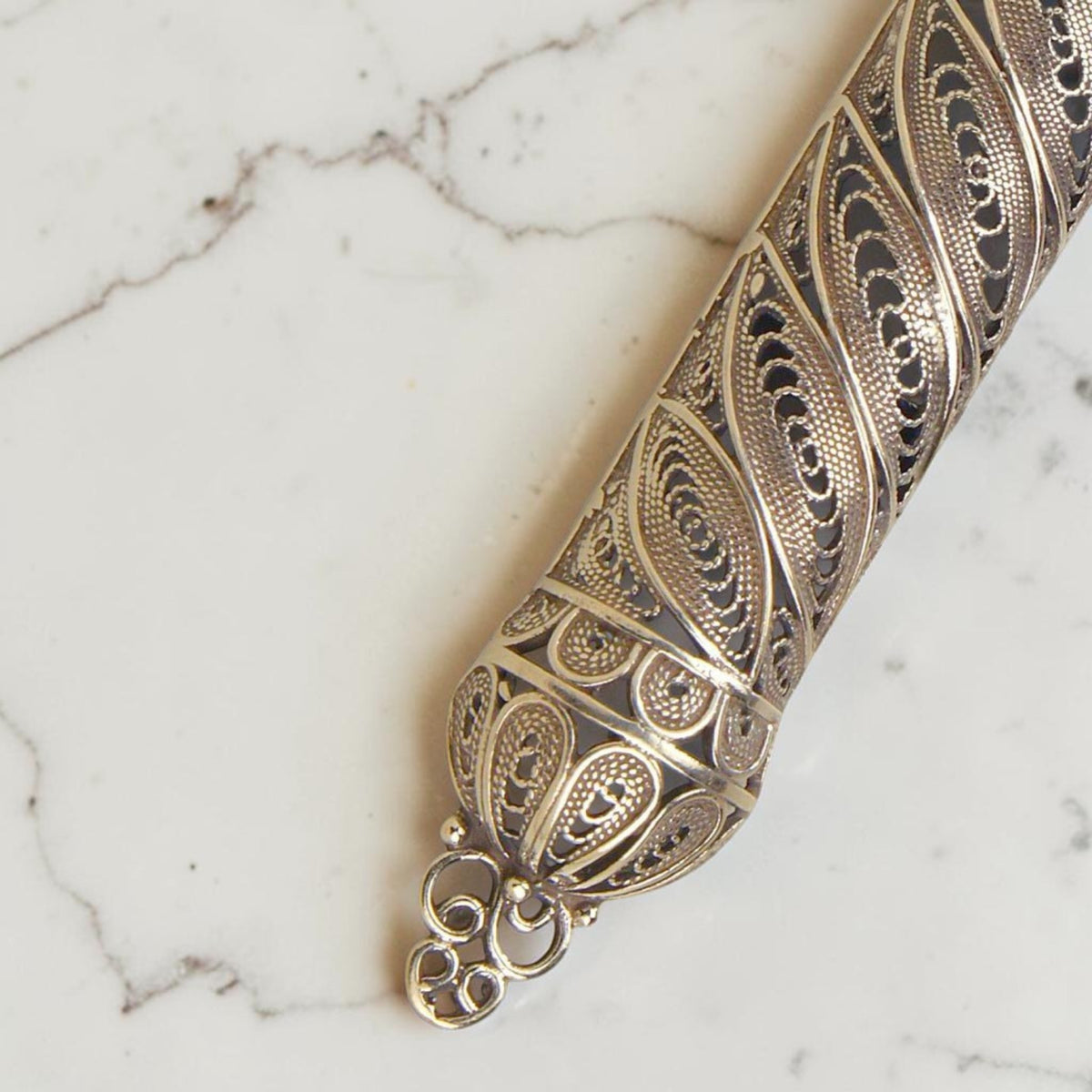 Étui à Mezouza en filigrane yéménite en argent sterling