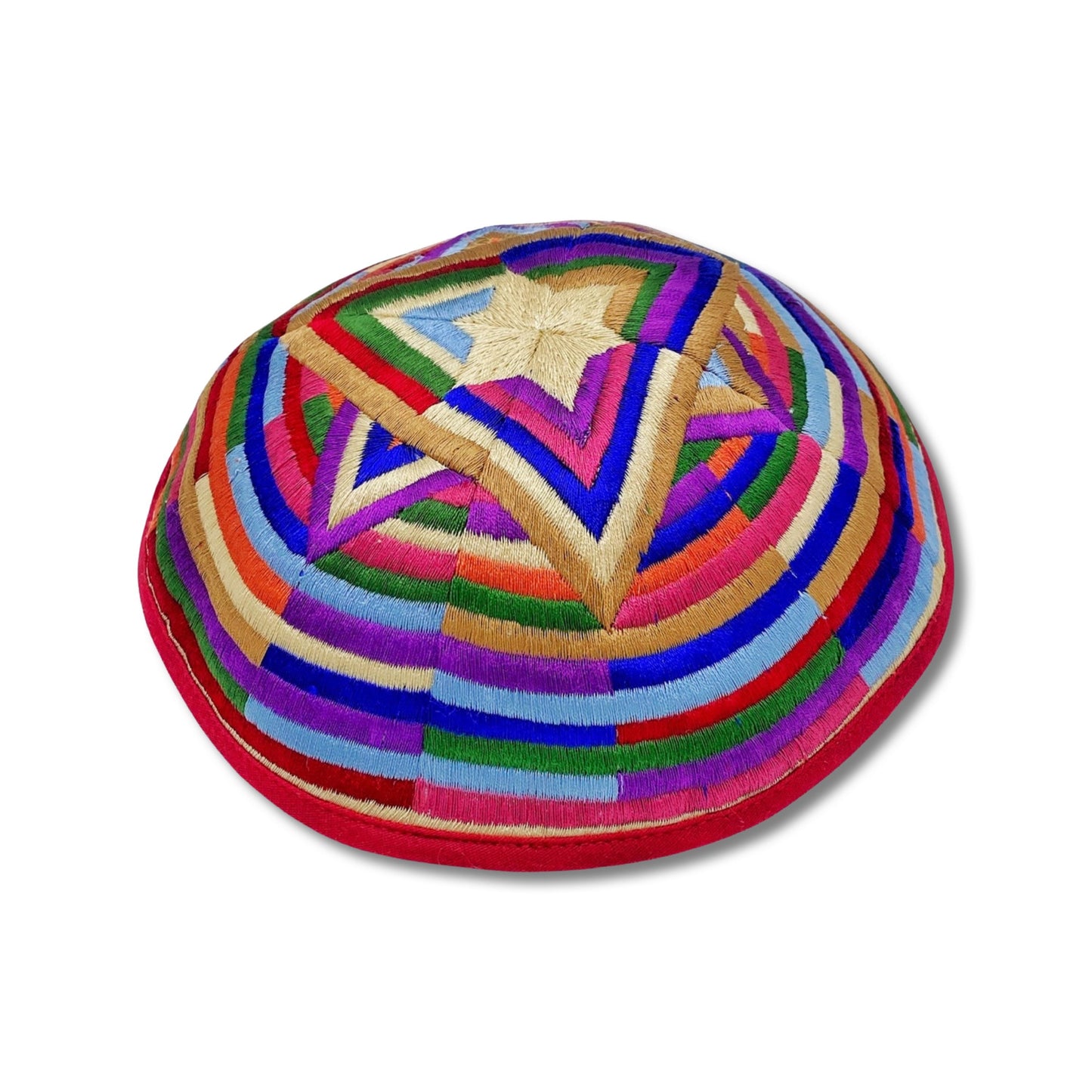 Colorful Star of David Embroidered Kippah