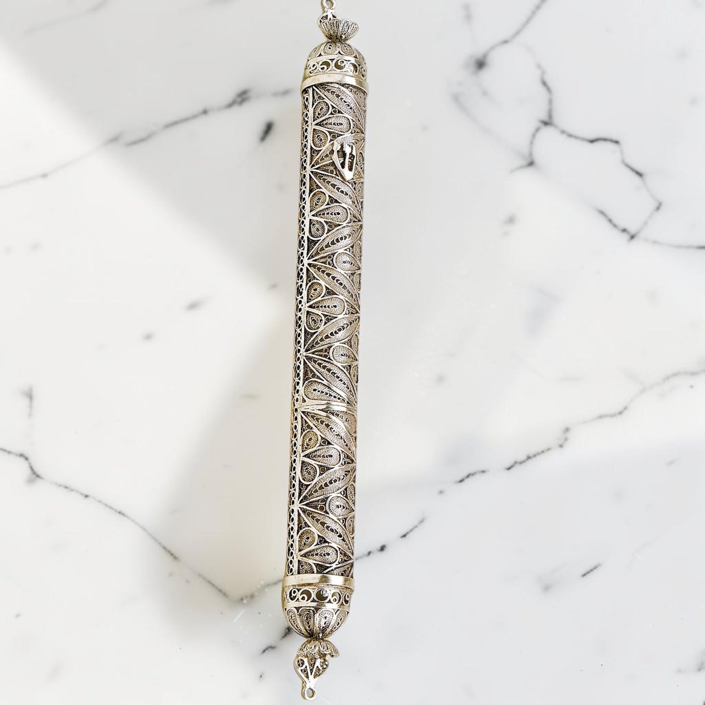 Sterling Silver Flower Mezuzah Case