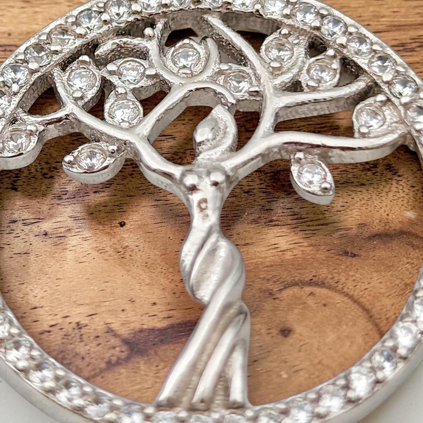 Sterling Silver Tree of Life Necklace with Quartz Crystals