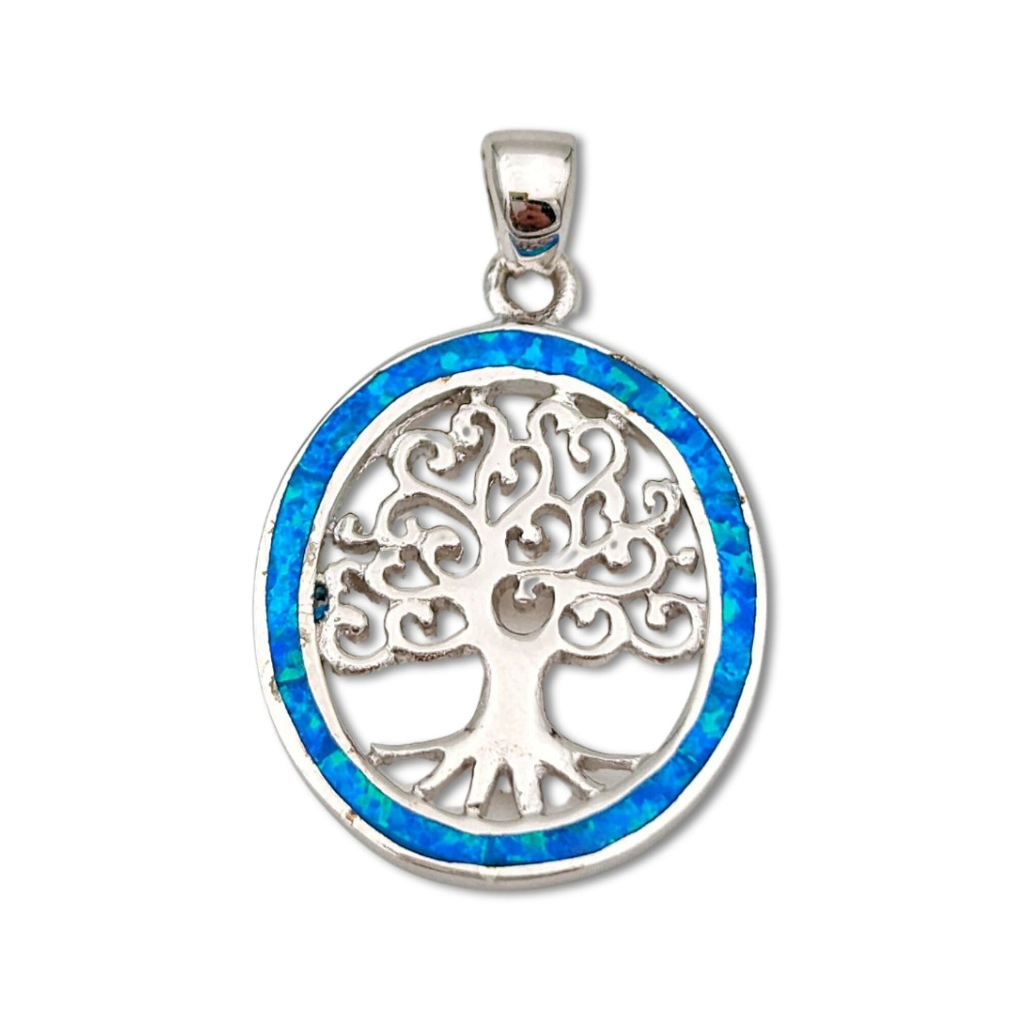 Opal Tree Of Life Silver Necklace