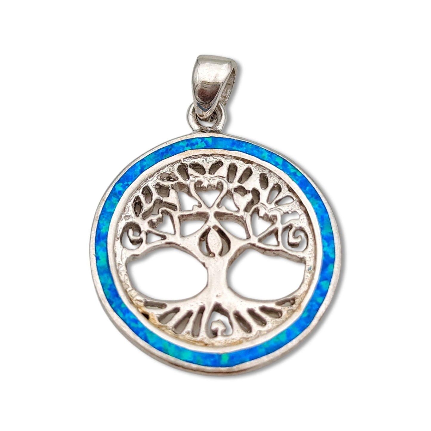 Tree Of Life Sterling Silver With Opal Necklace/Pendant Made in israel