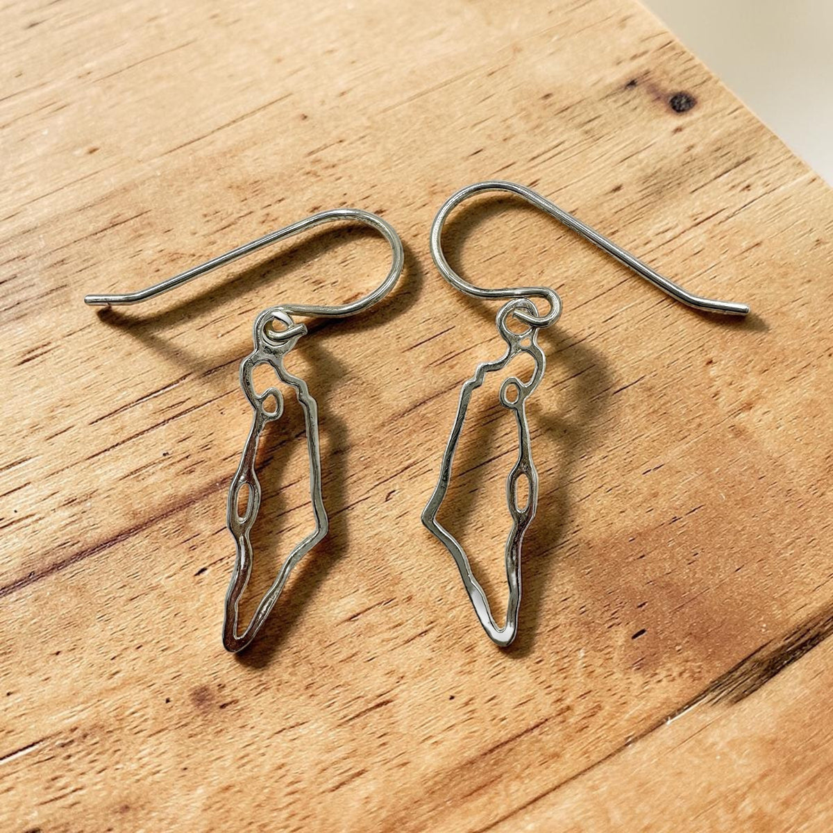 Boucles d'oreilles carte d'Israël en argent sterling/plaqué or