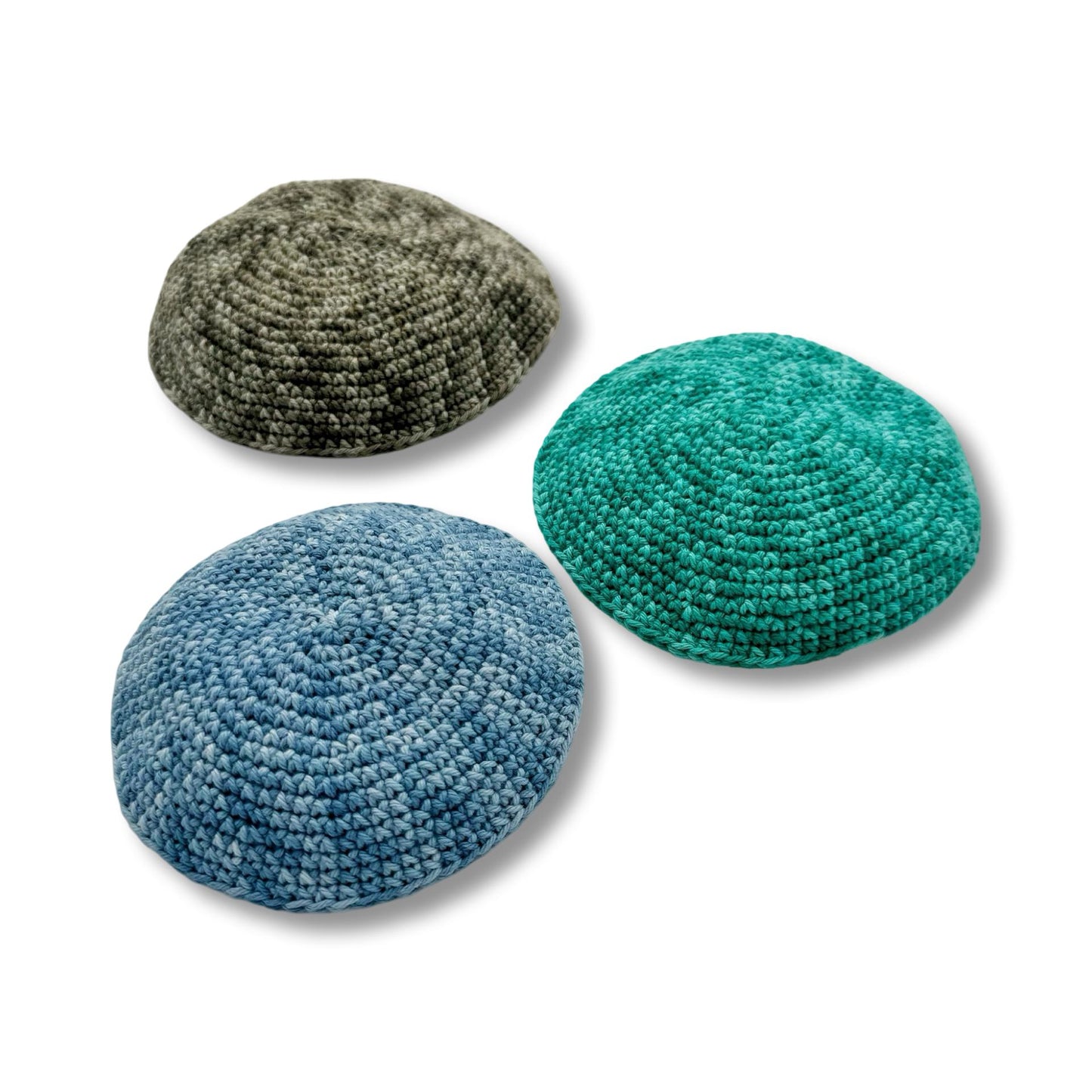 Blue Cotton knitted Hand Made Kippah