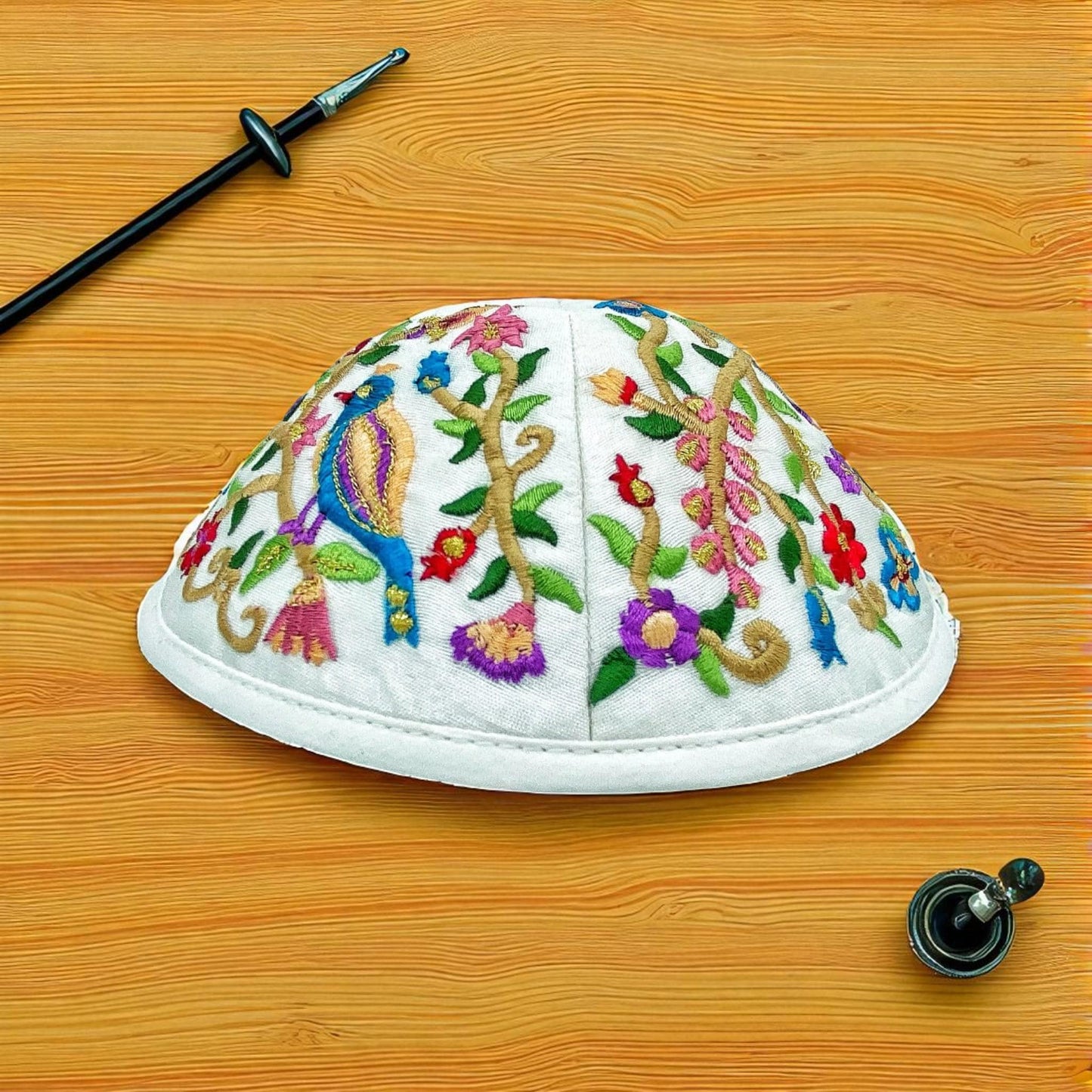 Colorful Bird 17cm Embroidered Kippah