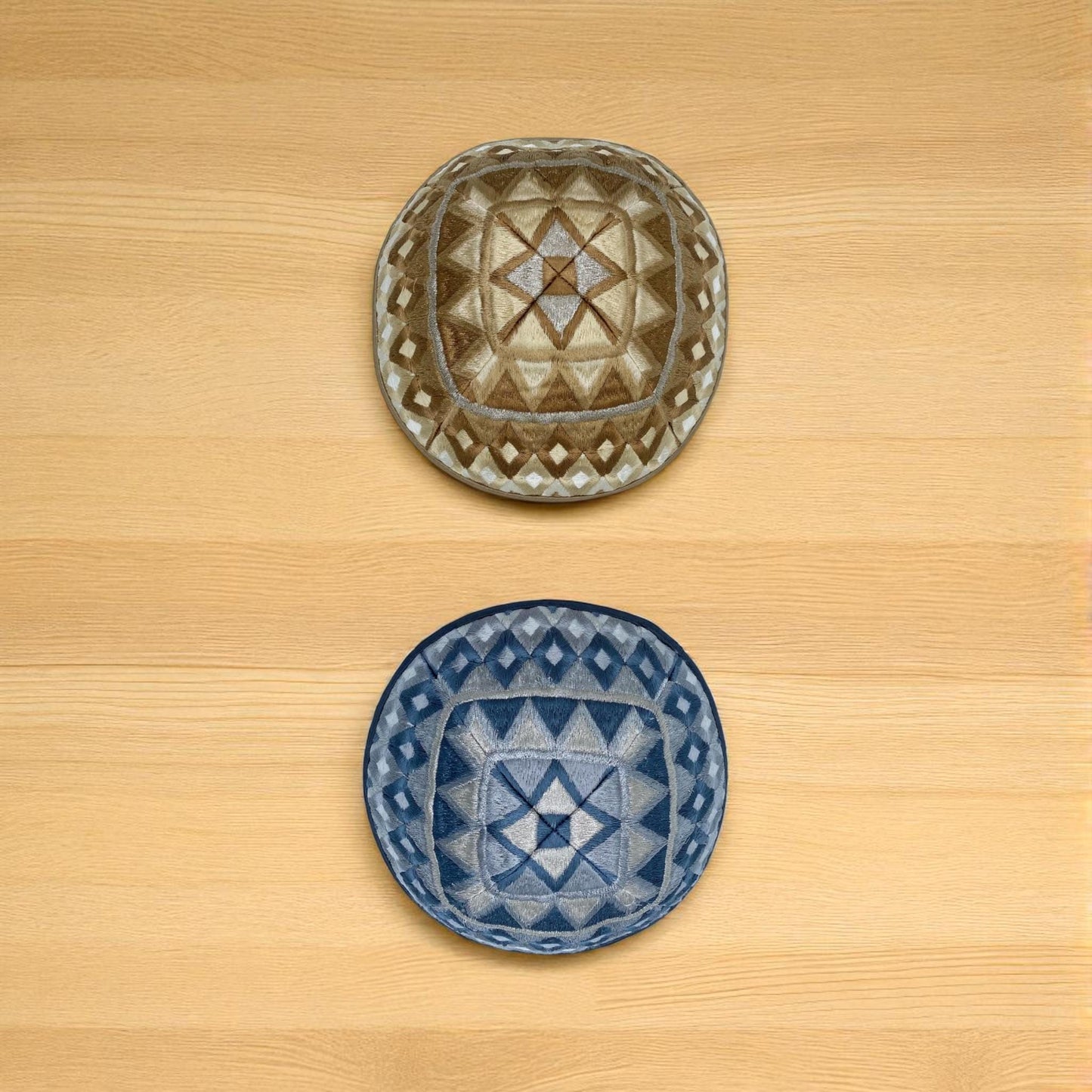 Blue/Gold Diamond Embroidered Kippah