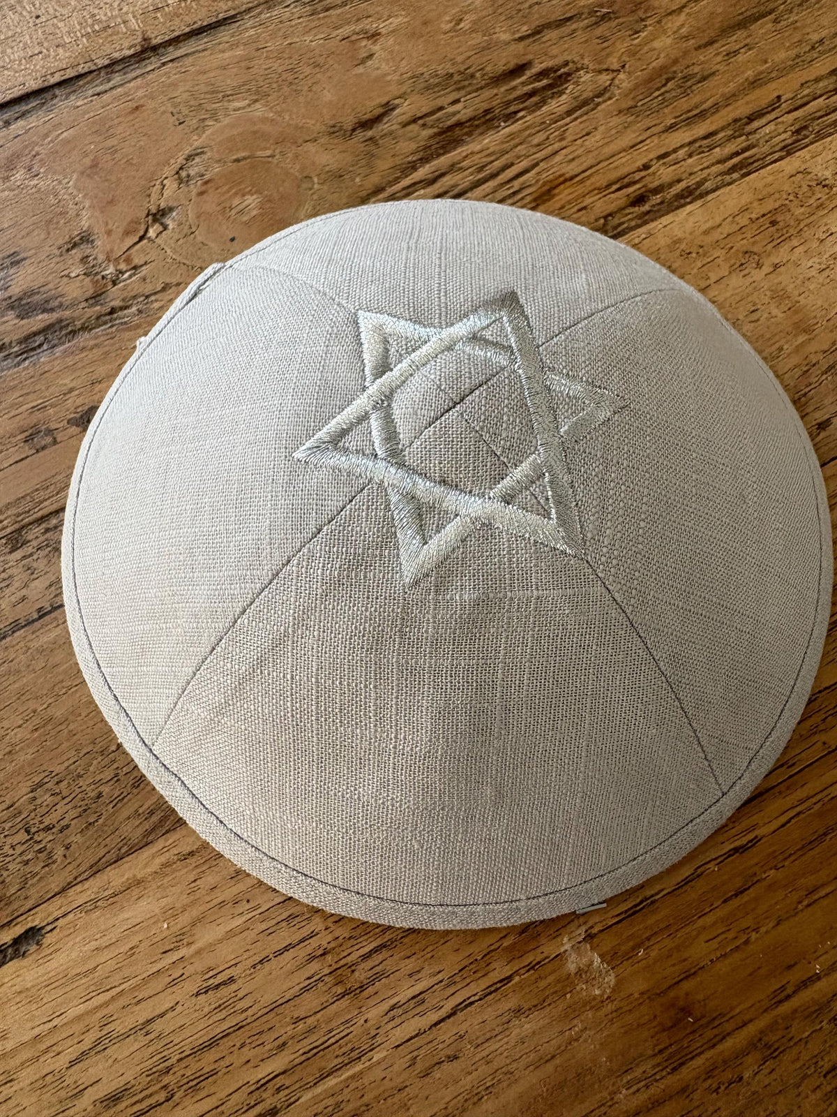 Kippa Étoile de David en lin | Yarmulke juive blanche/grise/beige