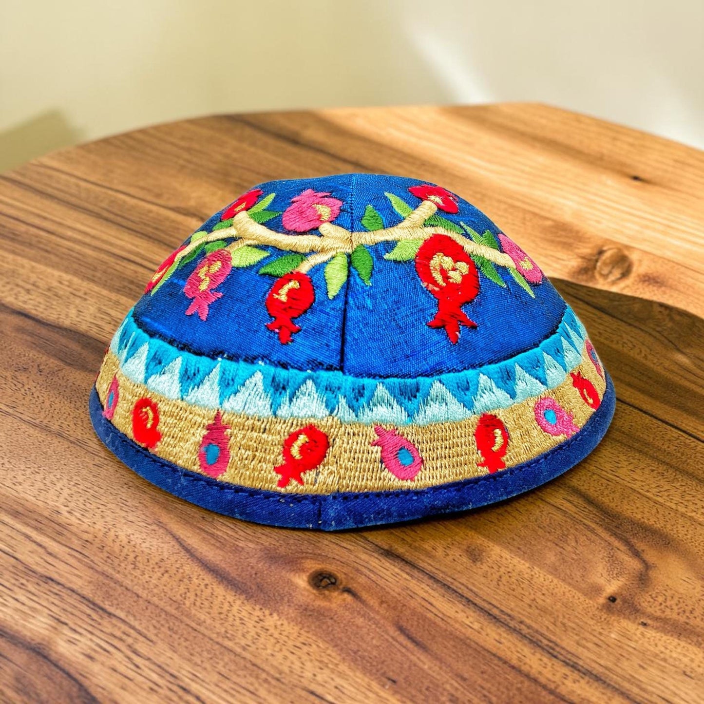 Colorful 17cm Pomegranate Embroidered Kippah