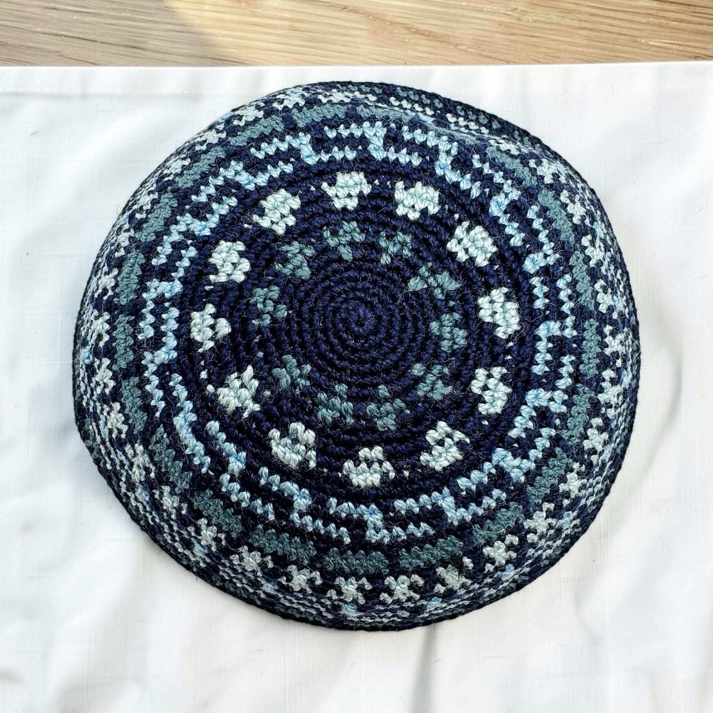 Dark Blue 15cm Handmade Cotton Knitted Kippah