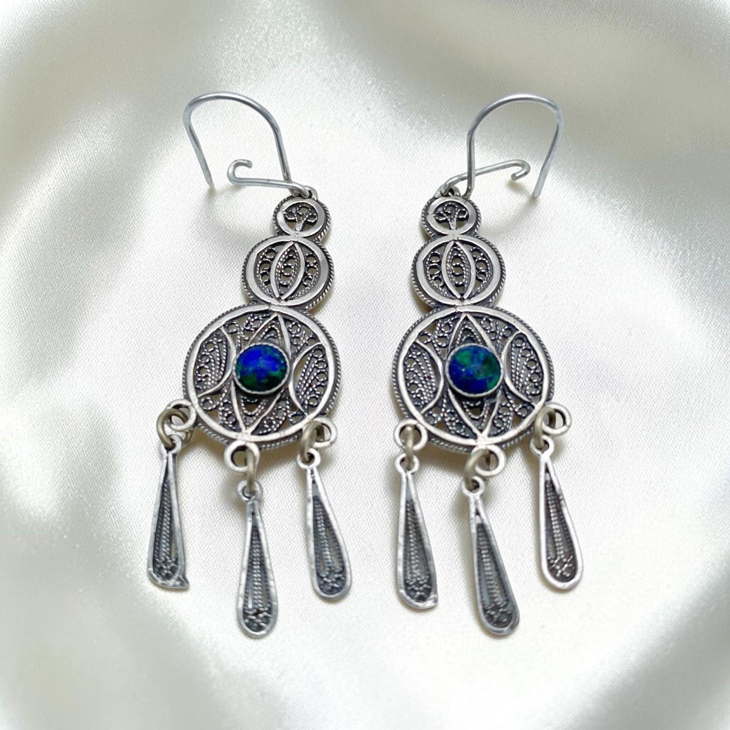 Sterling Silver Blue Eye Azurite Earrings