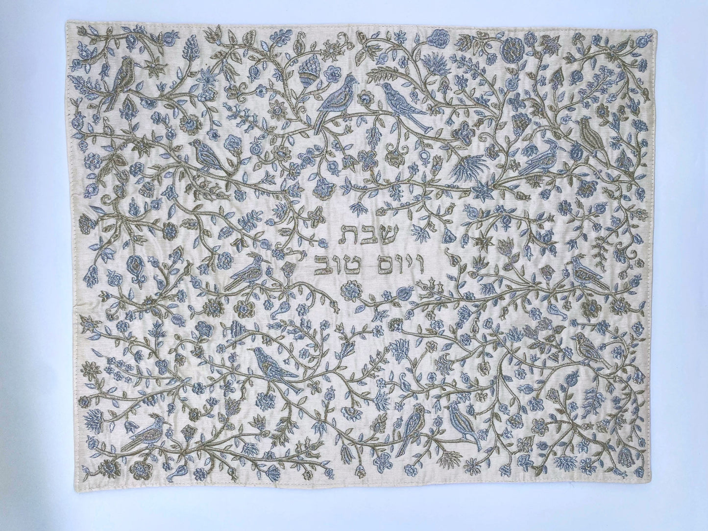 challah cover birds and flowers design