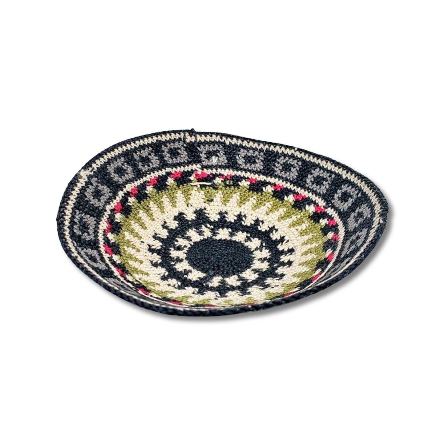 Hand Made Kippah Green, Black & Red