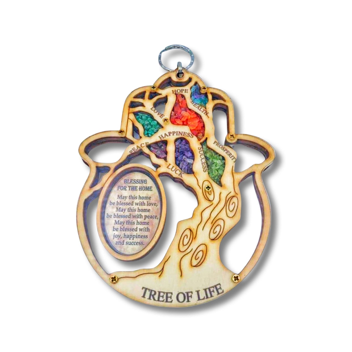 Wood Hamsa Tree Of Life & Seven Blessing