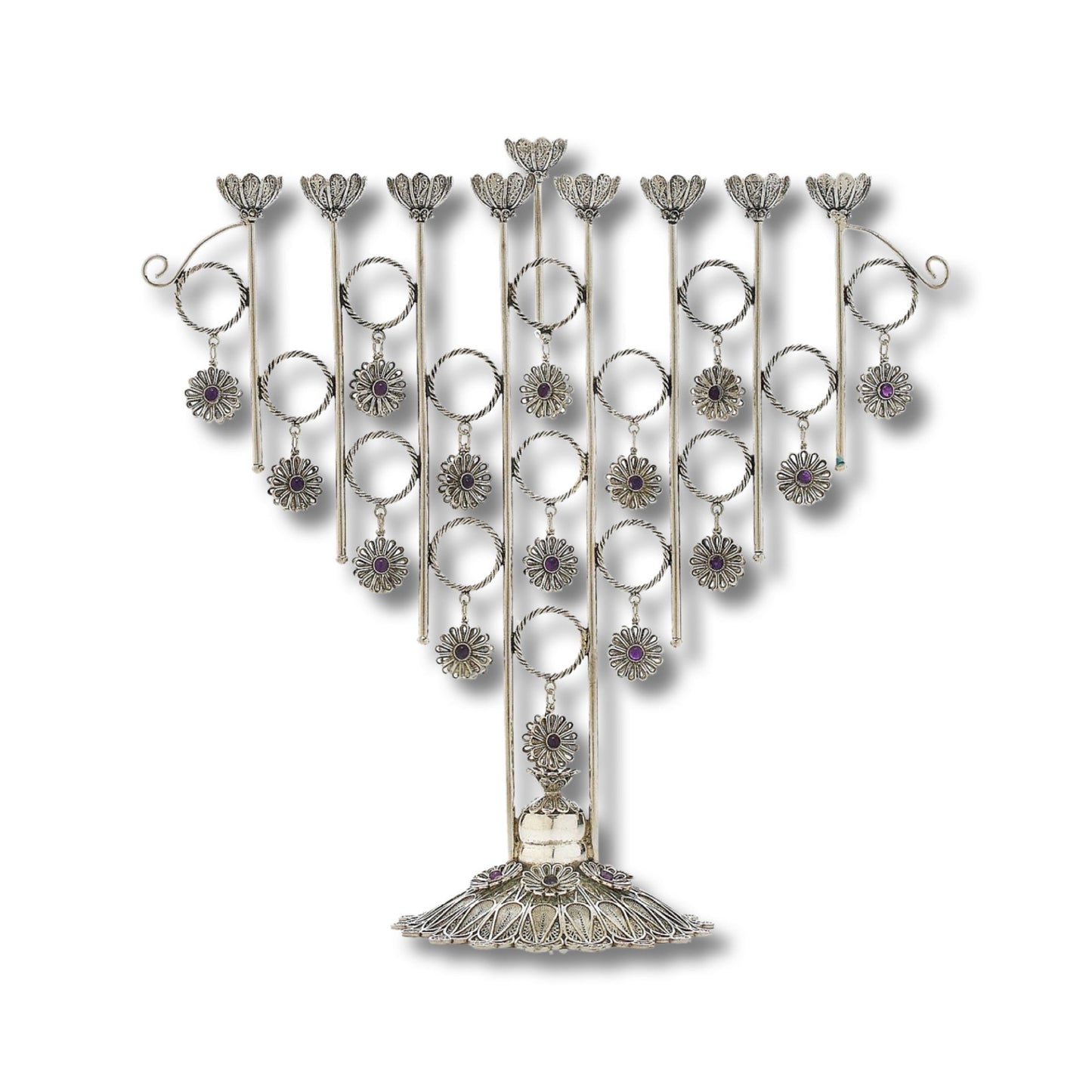 Yemenite Filigree Sterling Silver Menorah