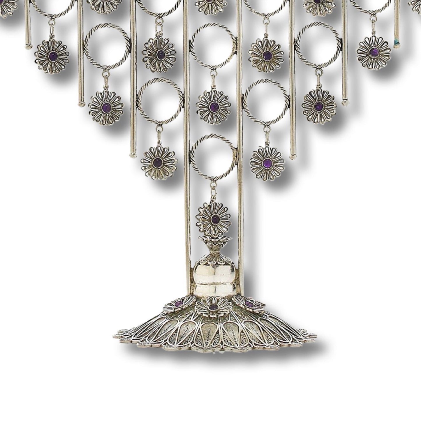 Yemenite Filigree Sterling Silver Menorah