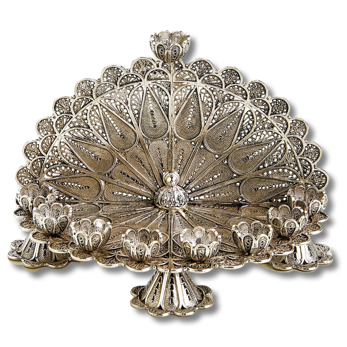 Silver Yemenite Filigree Art Mini Menorah