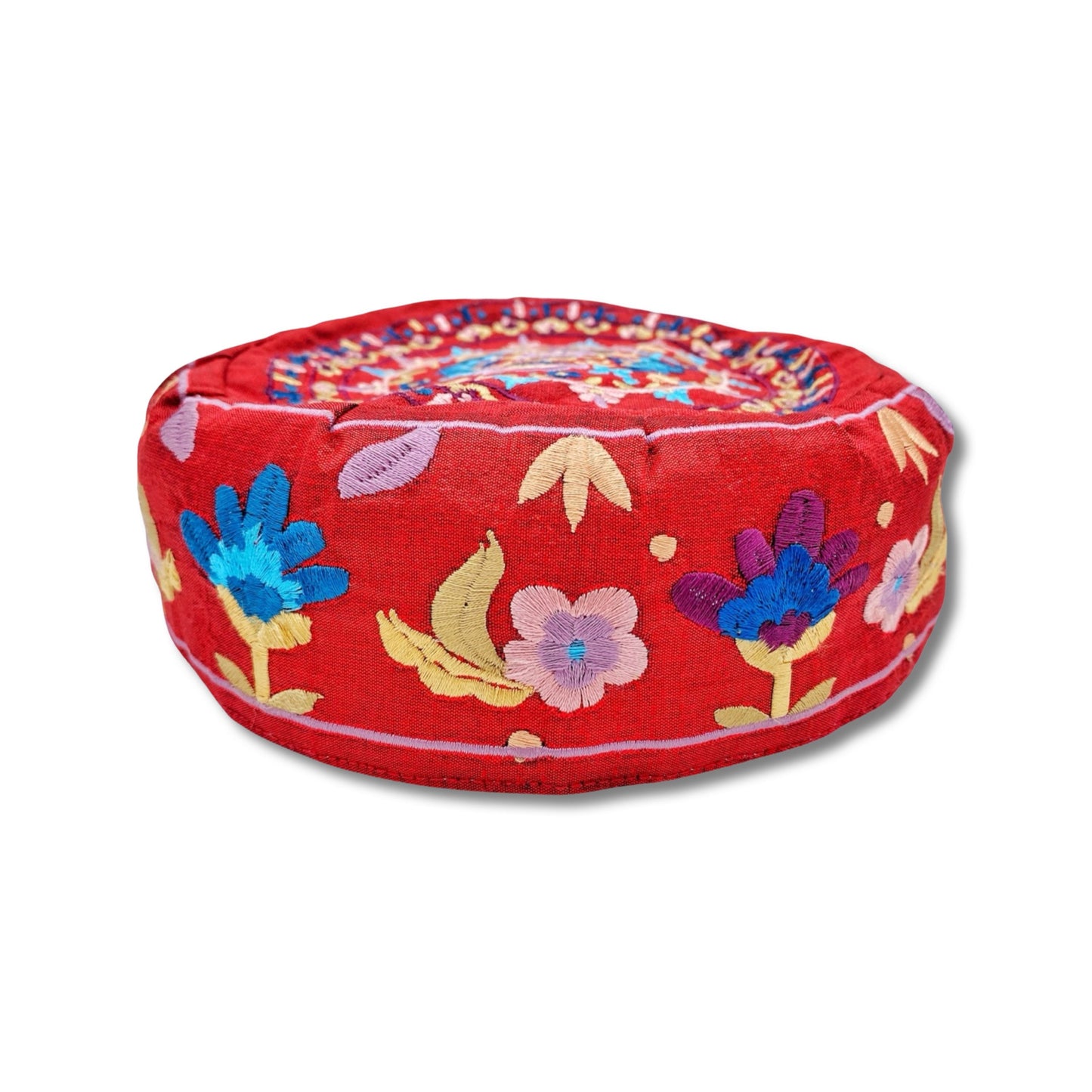 Big Embroided Red Flowers Kippah