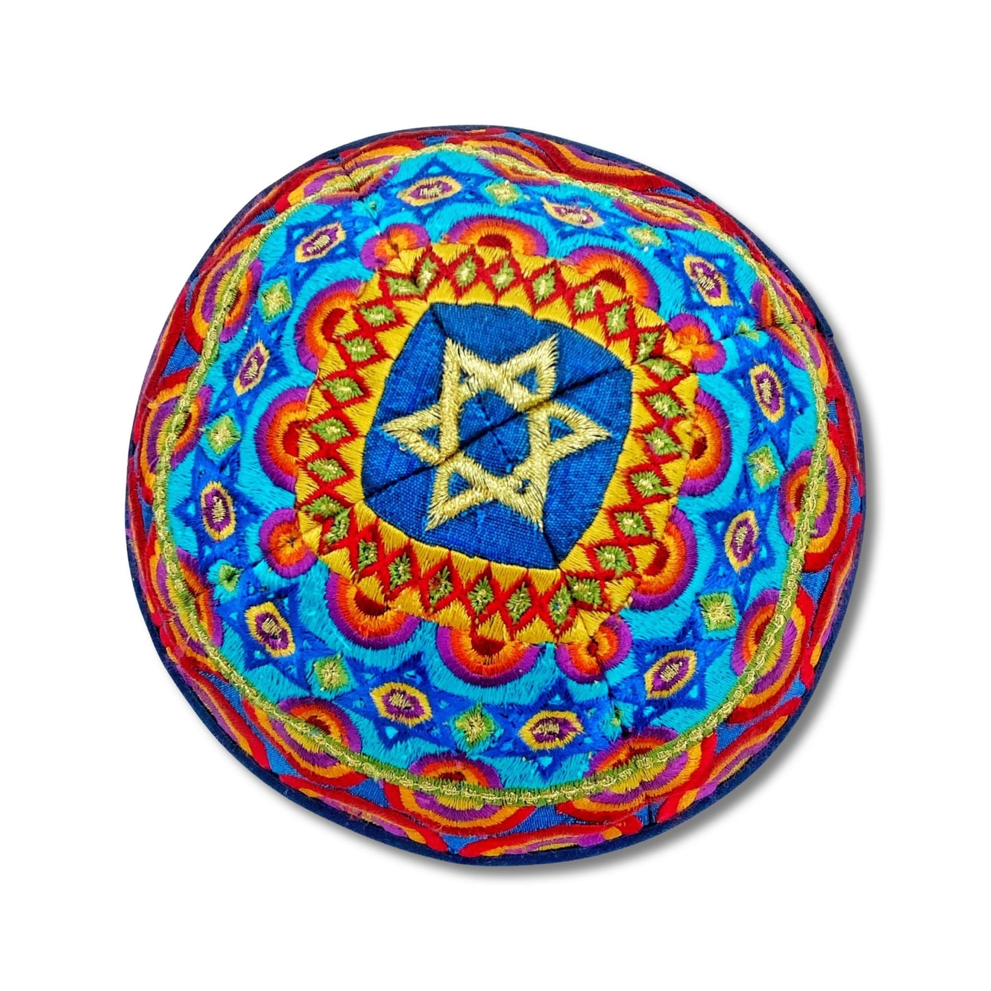 Colorful Star of David Embroidered Kippah