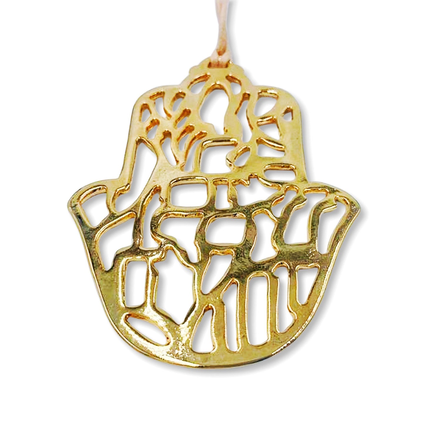 Gold Hamsa Wall Decoration Shema Israel