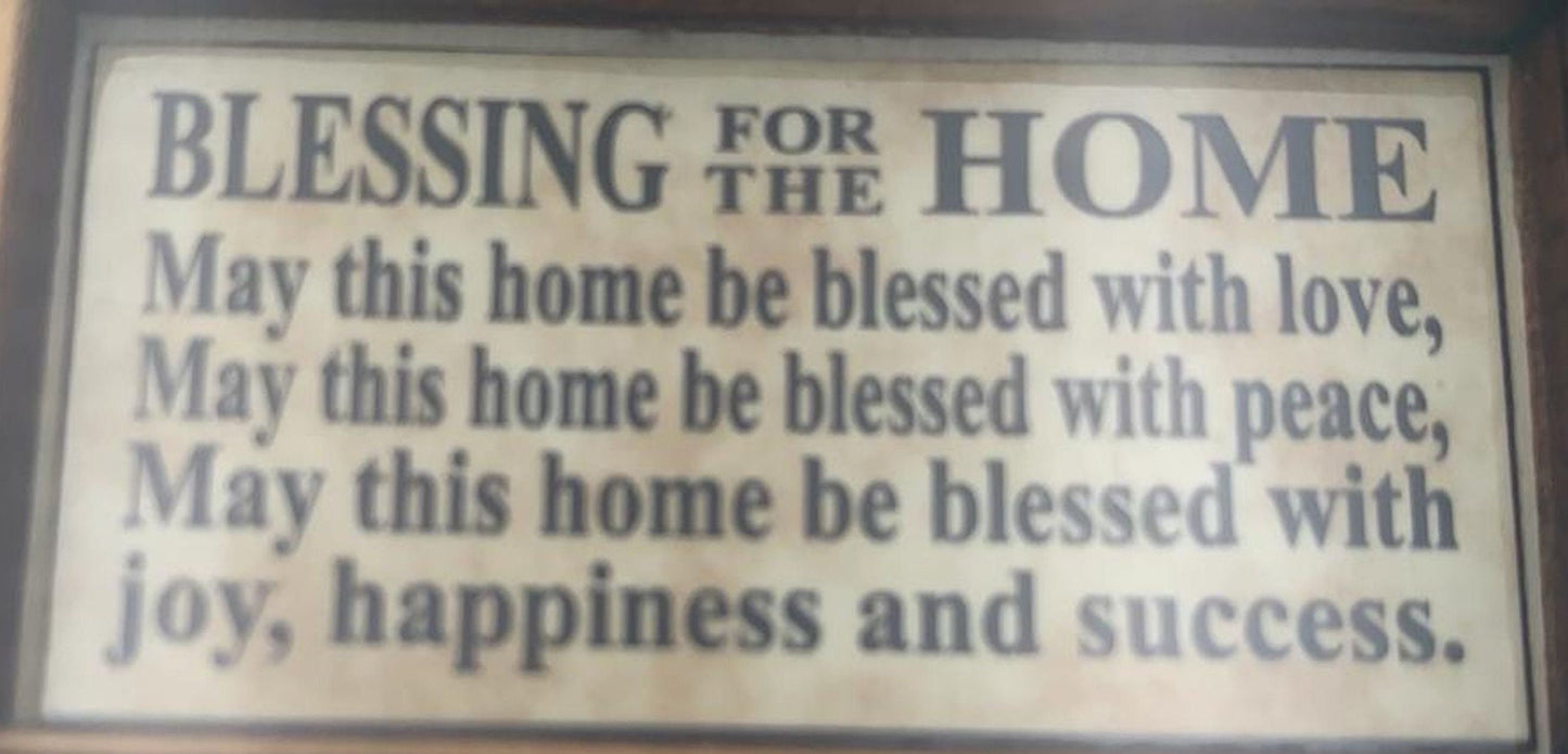 Wood Triple Hamsa Home Blessing with gemstones