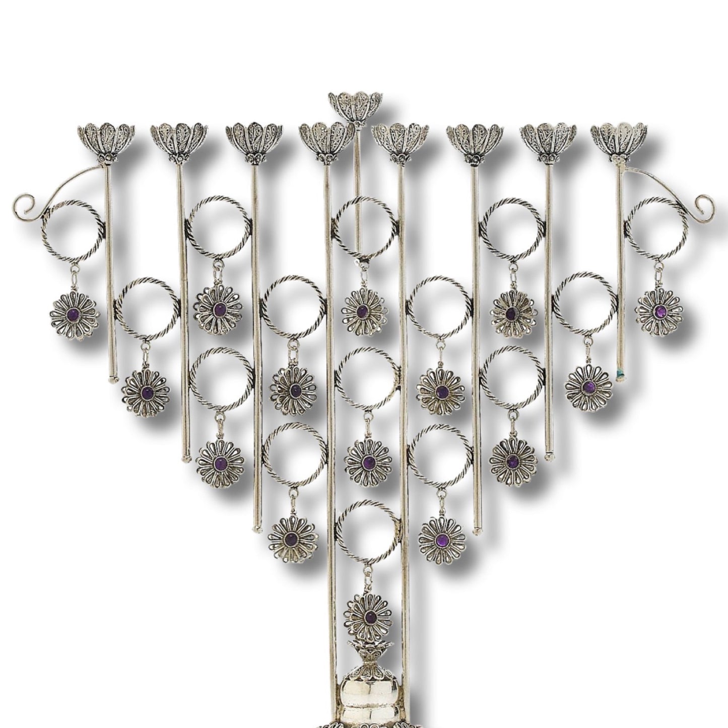 Yemenite Filigree Sterling Silver Menorah