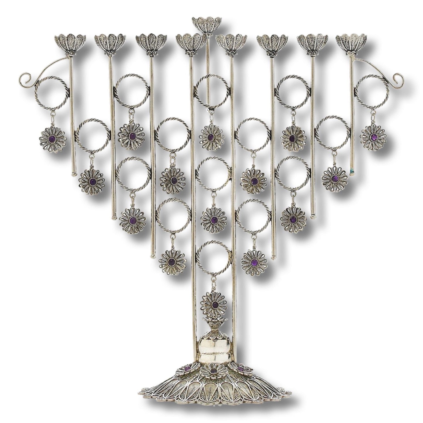 Yemenite Filigree Sterling Silver Menorah