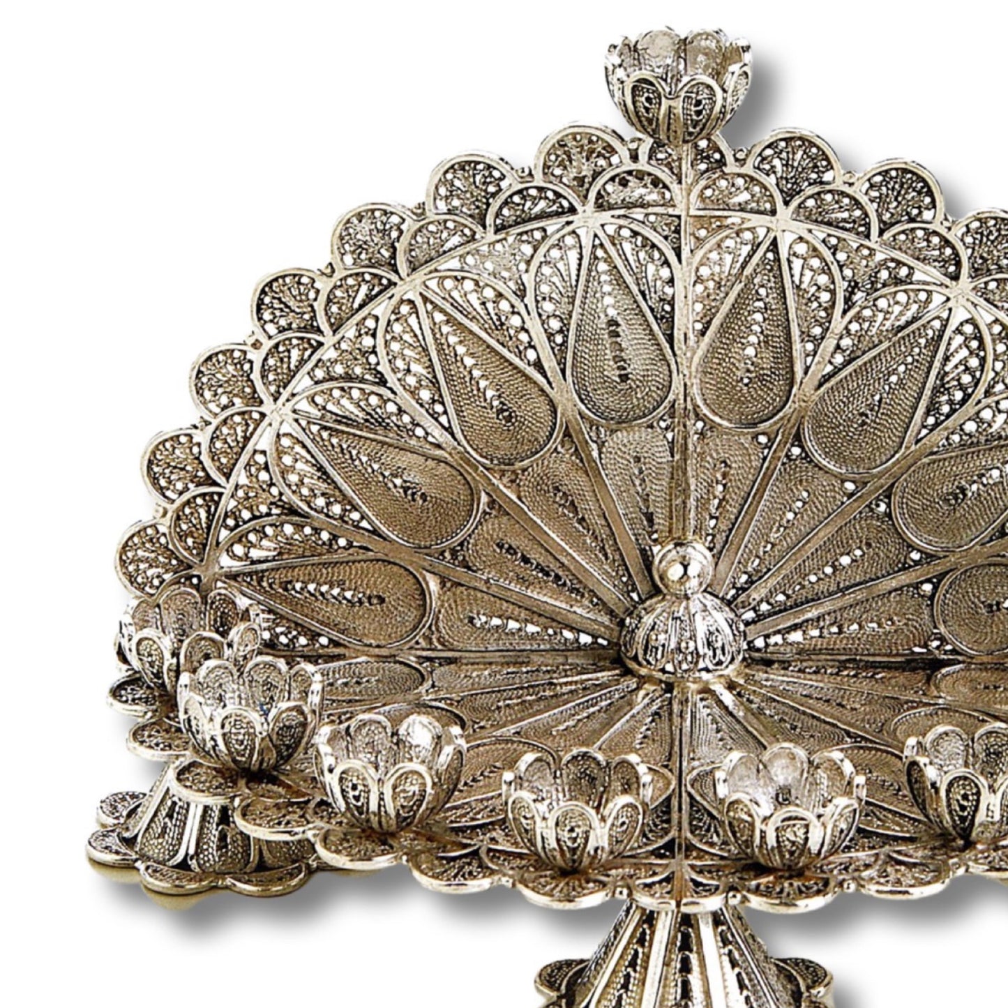 Silver Yemenite Filigree Art Mini Menorah