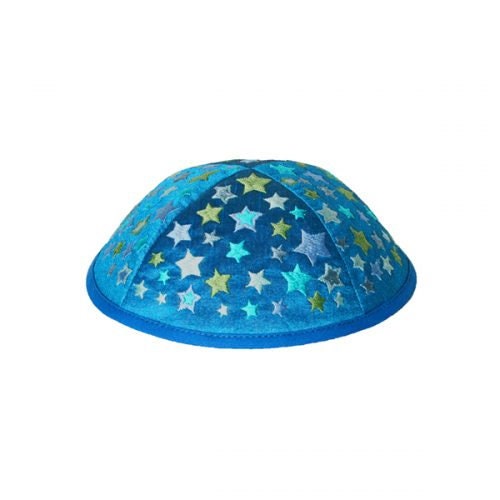 White Stars Embroidered Kids Kippah