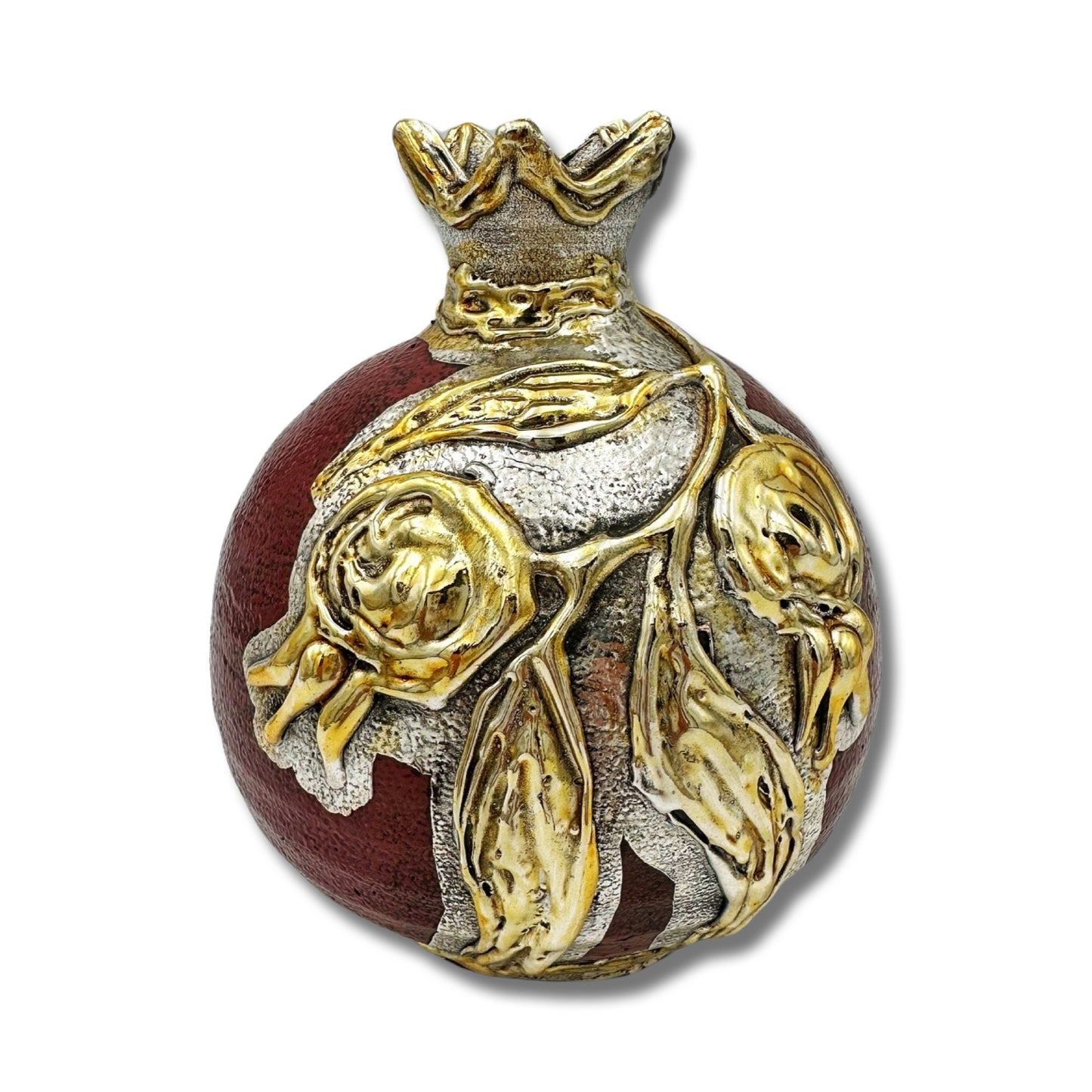 Red Gold & Silver Pomegranate Vase