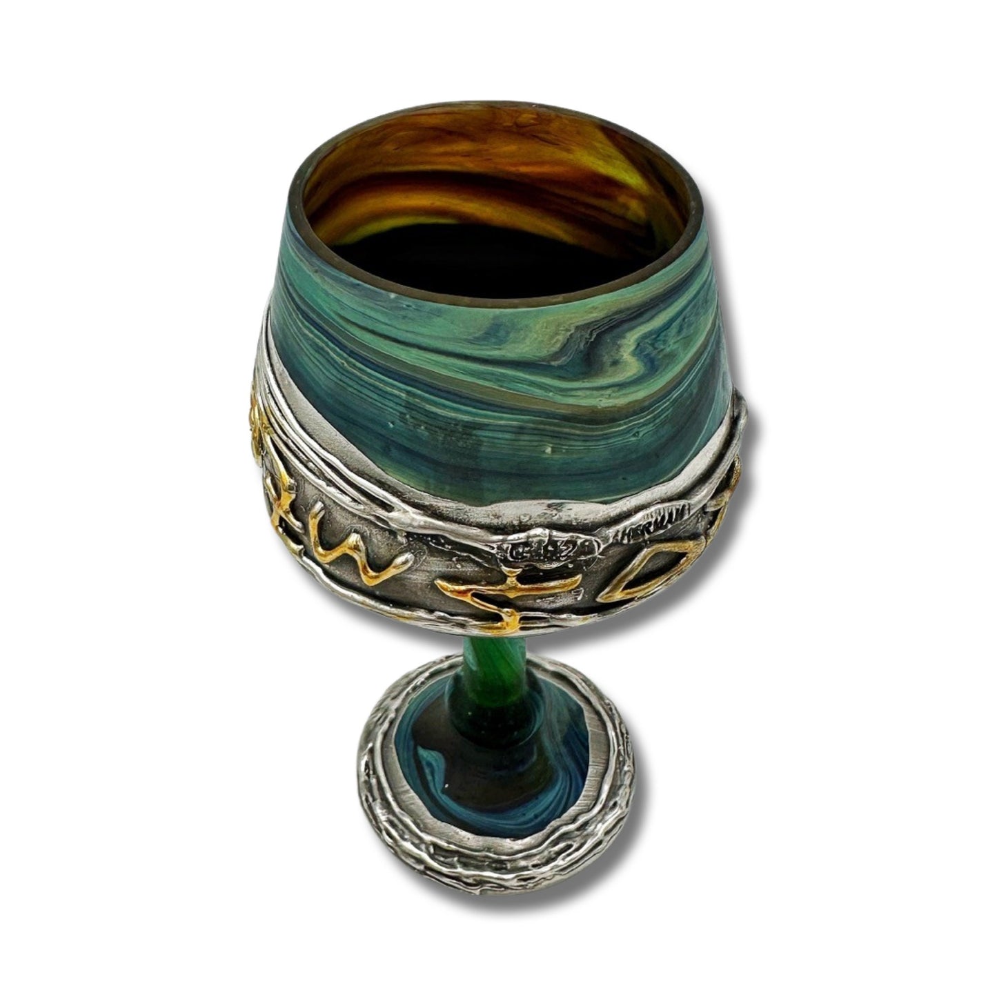 Vintage Design Silver & Glass Kiddush Cup