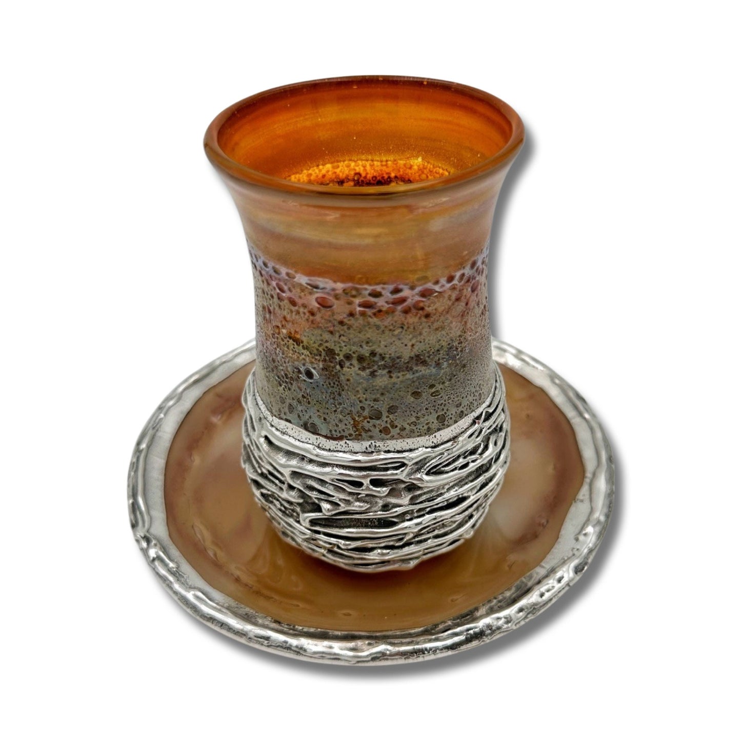 Silver & Glass Orange Kiddush Cup