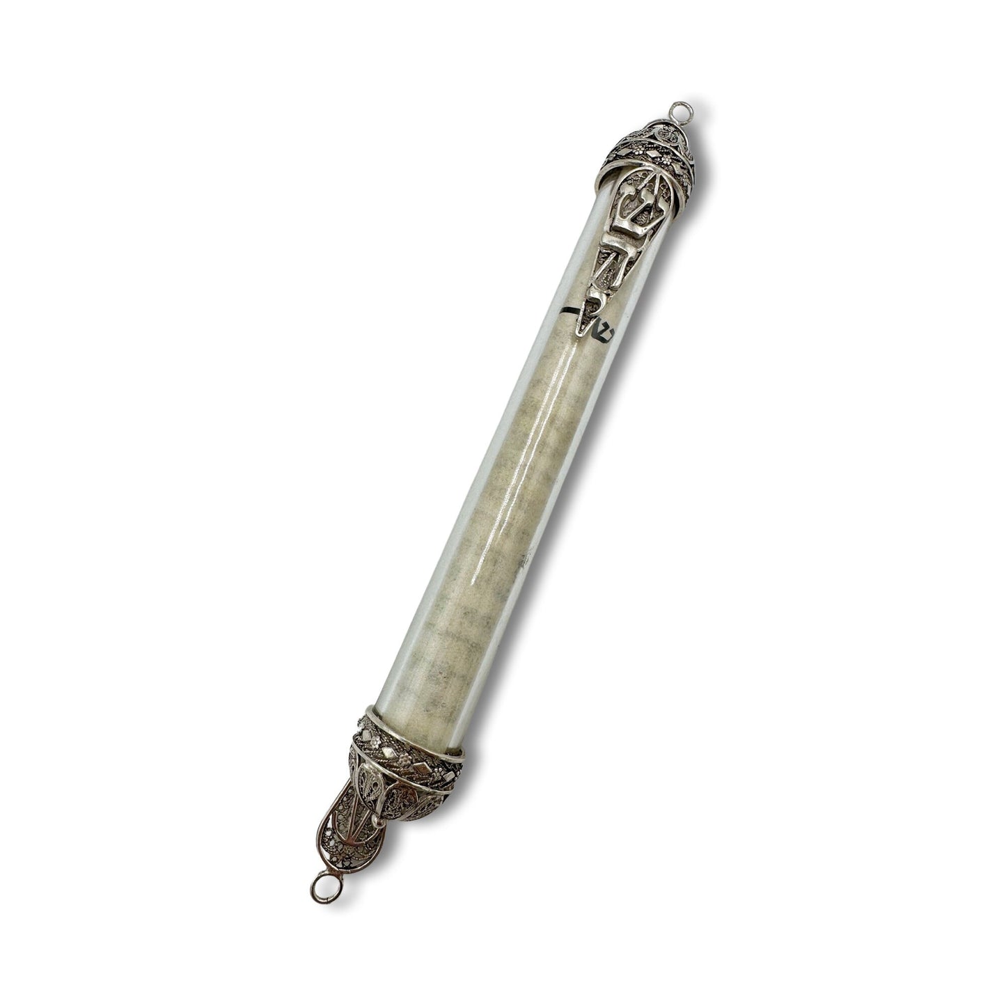 Glass and Sterling Silver Mezuzah case