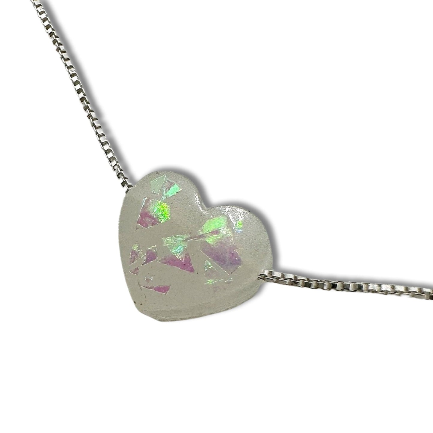 Opal Imitation Heart Necklace
