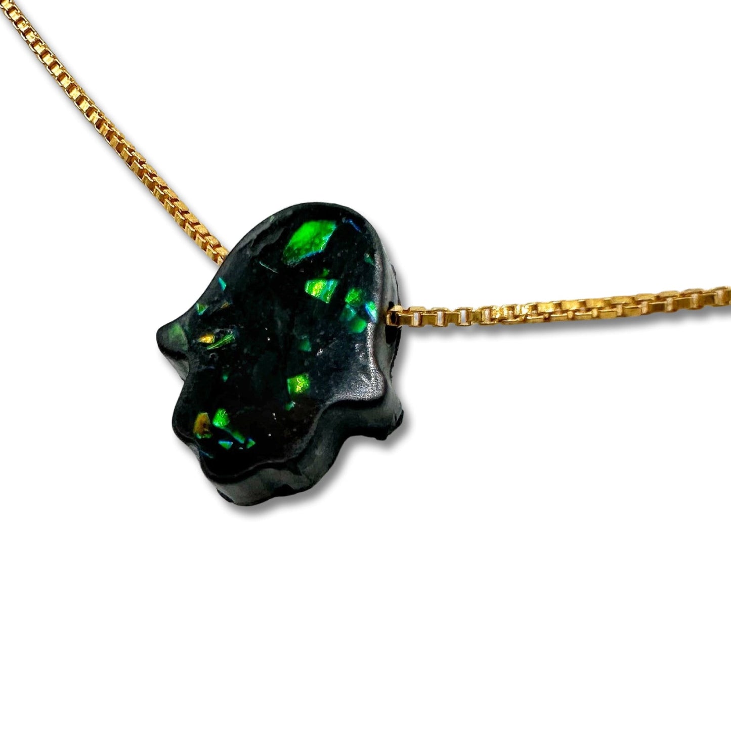 Opal Imitation Hamsa Necklace