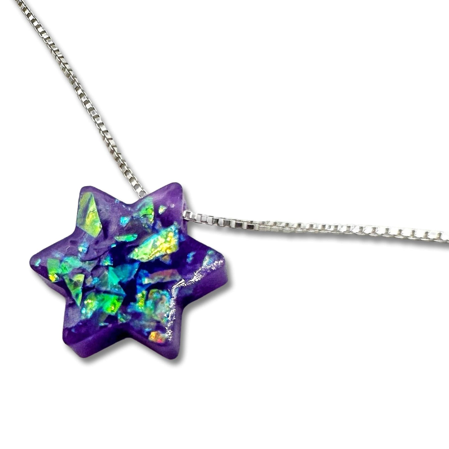 Opal Imitation Star of David Necklace