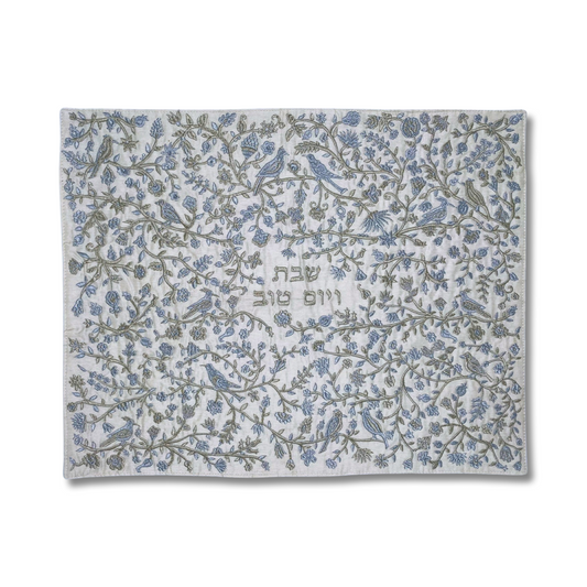 challah cover birds and flowers design