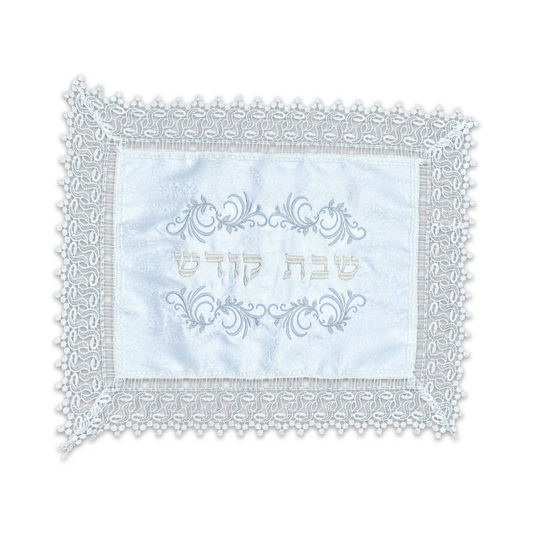 White Linen Challah Cover for Shabbat Table
