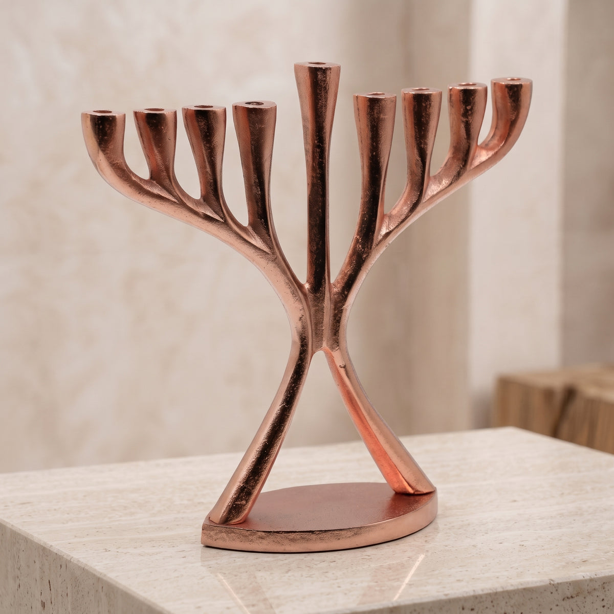 Pewter Copper Finish Aluminum Menorah