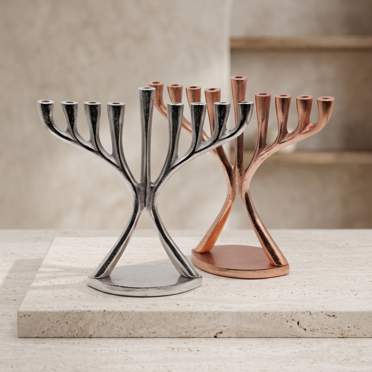 Pewter Copper Finish Aluminum Menorah