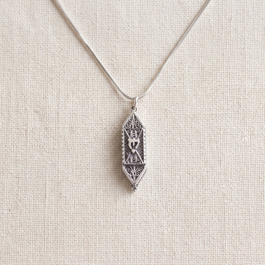 Collier pendentif mezouzah en argent sterling