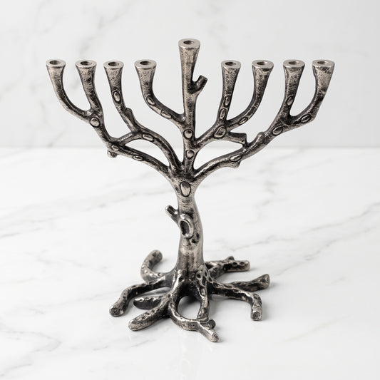 Tree of Life Pewter Menorah