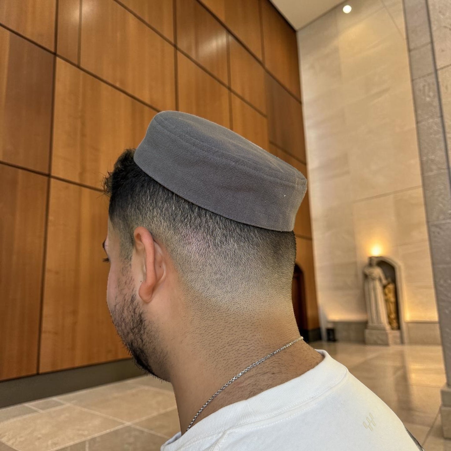 Ash Gray & Off White, Two-in-One Jewish Kippah