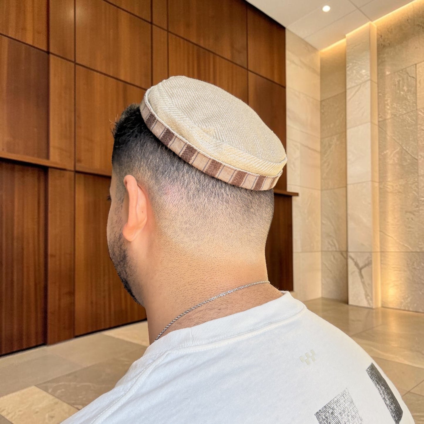 Cinnamon Stripes & Latte Brown, Two-in-One Jewish Kippah